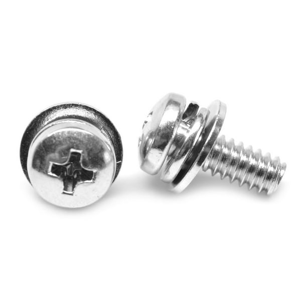 PKG of 100 Square Cone Washer Stainless 4-40 x 3/8" SEMS Screw PhilPan Head 